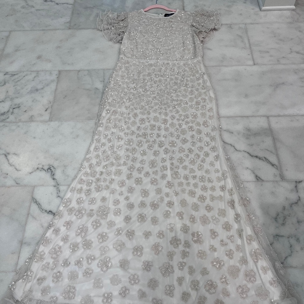 Mac Duggal White sequin gown